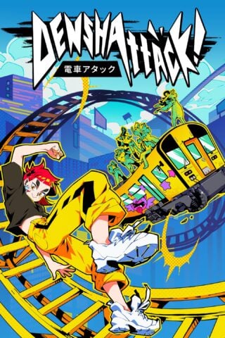 Denshattack! box art featuring Emi Araki on a trick-performing train in dystopian Japan